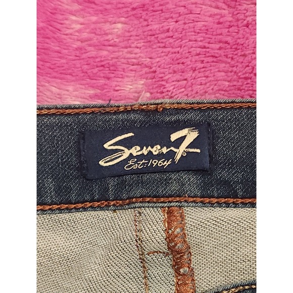 Seven7 Jeans Womens Size 10 34x23 Mid Rise Girlfriend Cropped Blue Stretch - Picture 4 of 13